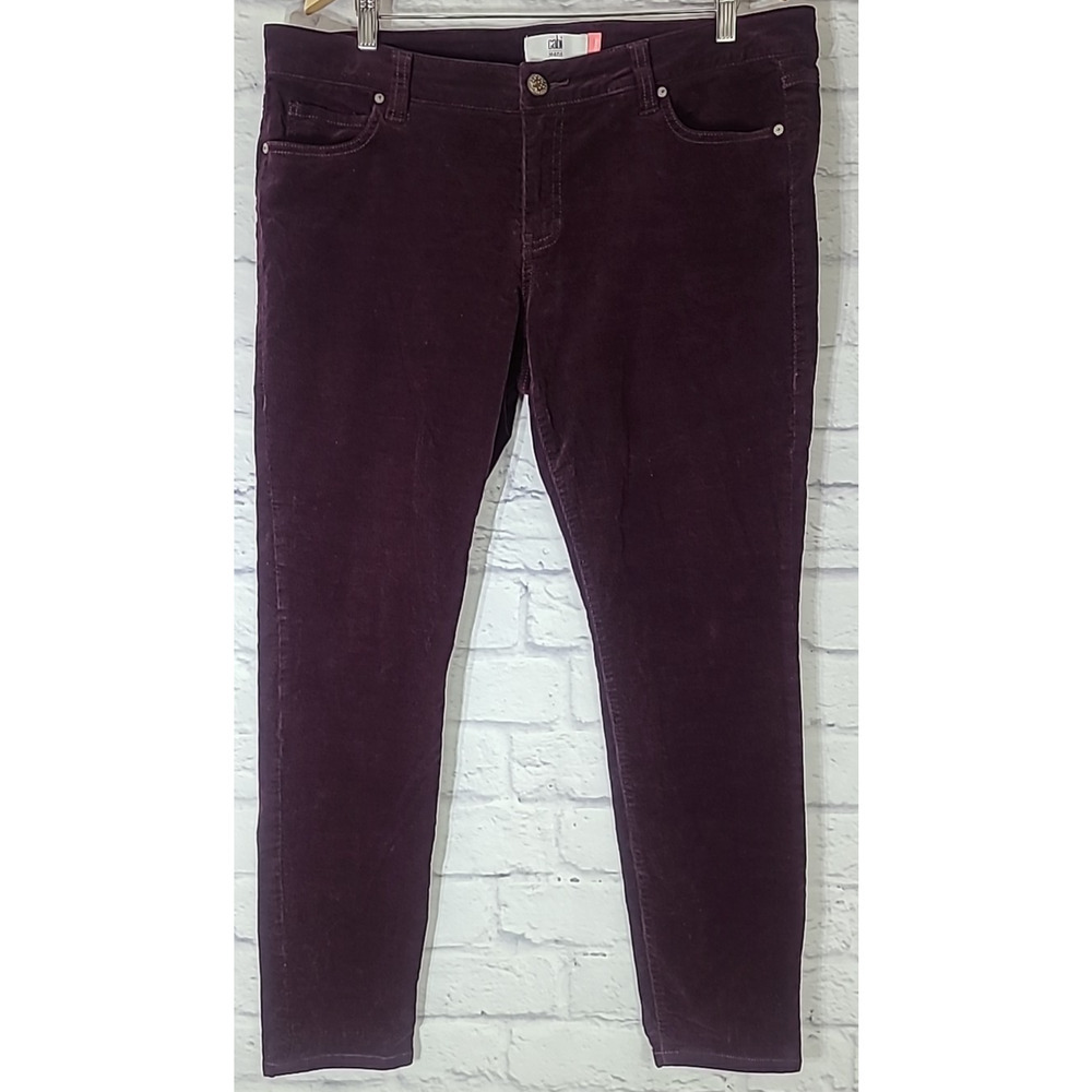 Cabi Brushed Corduroy Skinny Pants #3197 Women's 16 Purple Wine Plum Pockets